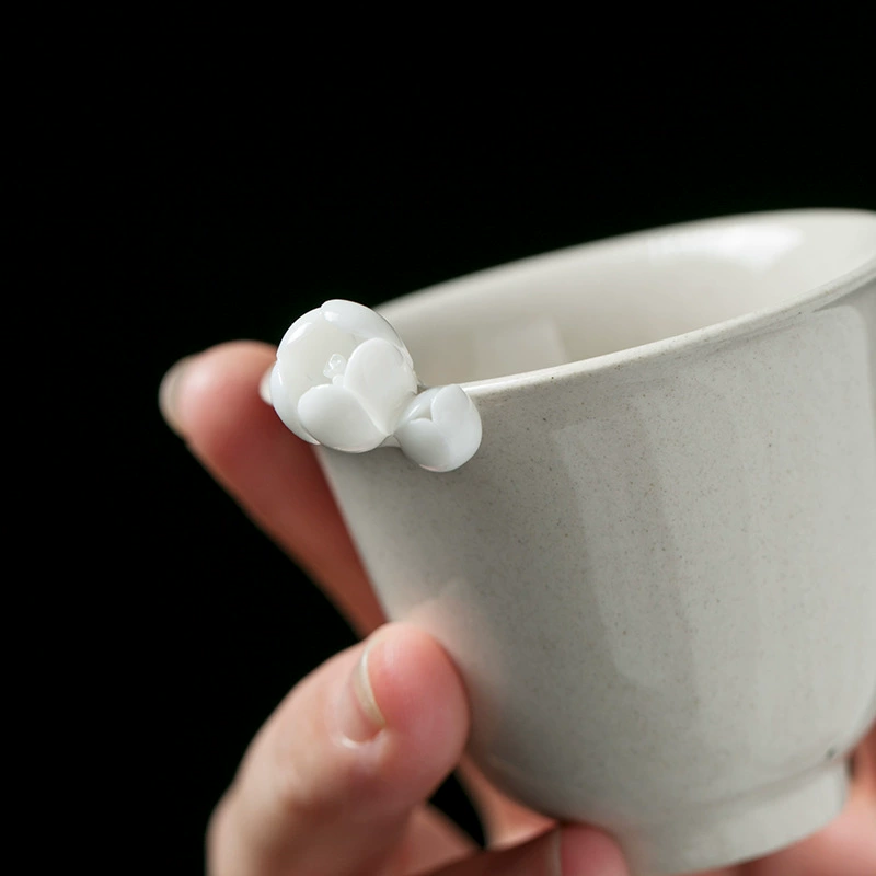 暮苍斋 Grass and wood gray glaze creative hand-kneaded flower tea cup Kung Fu tea set master cup single cup tea cup