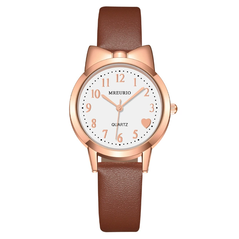 Swiss watch with bow, children's women's watch, belt