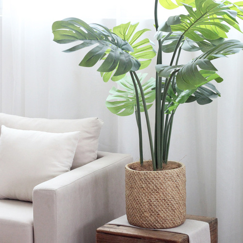 Pastoral style creative personality cement flower pot imitation straw wool pattern indoor green plant pot home decoration ornaments