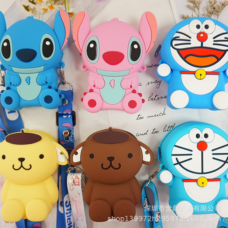 Nuevo bolso de los niños hembra Linda bolsa de silicona de dibujos animados chica corazón monedero mini bolsa de mensajero bolsa de almacenamiento diario