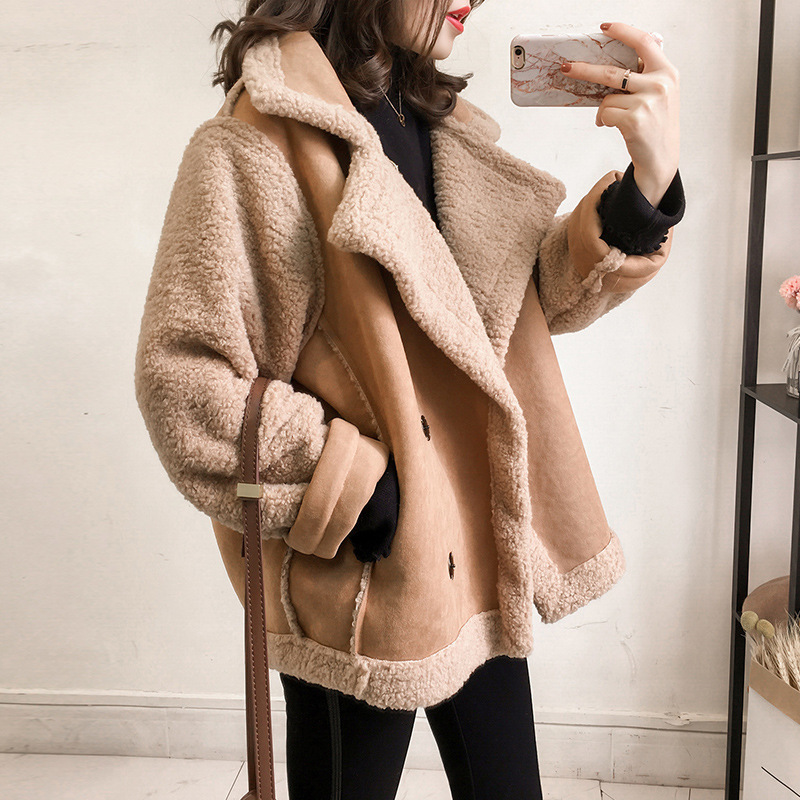 Lamb Wool Coat for Women 2026 New Korean Style Loose Bf Style Fur Integrated Plush Motorcycle Jacket Trendy Top Lamb Wool Coat for Women 2026 New Korean Style Loose Bf Style Fur Integrated Plush Motorcycle Jacket Trendy Top