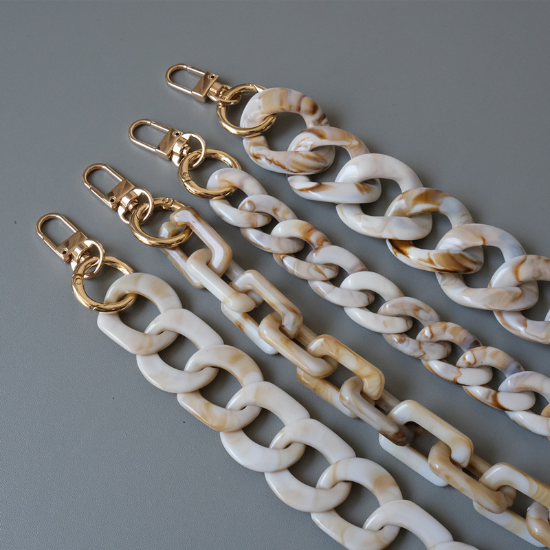 vintage Ink beige acrylic resin chain contrast color retro handmade detachable bag decorative shoulder chain vintage Ink beige acrylic resin chain contrast color retro handmade detachable bag decorative shoulder chain