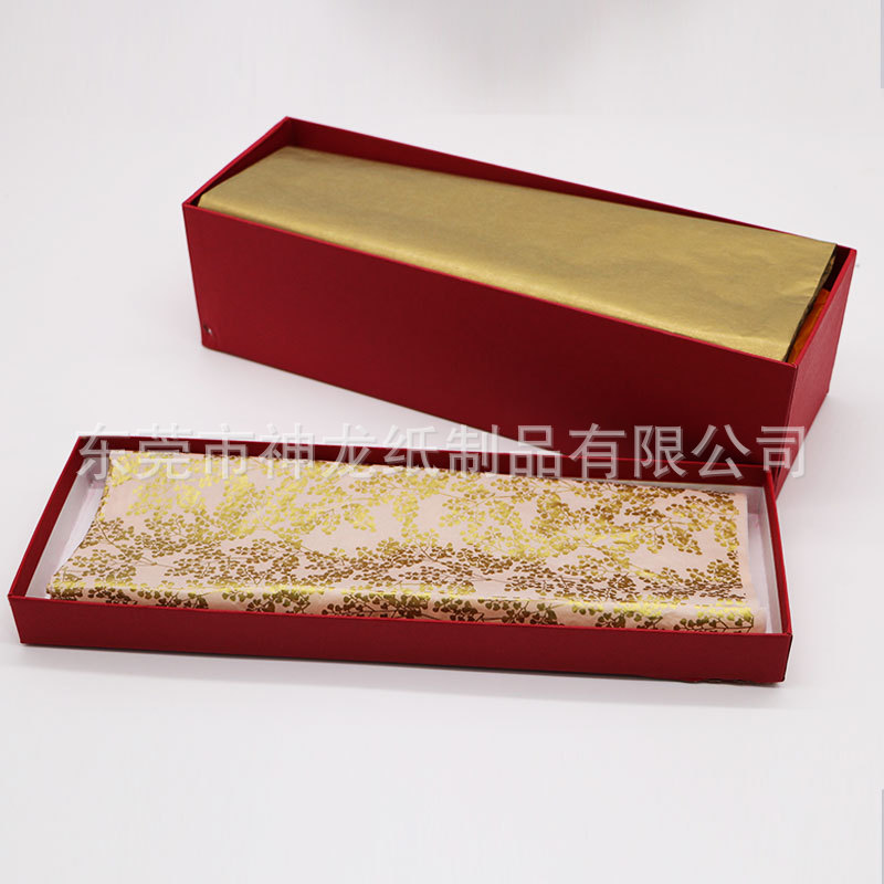 Impresión personalizada papel de copia de oro y plata versión completa oro multicolor patrón de logotipo papel de regalo papel de embalaje de vino tinto