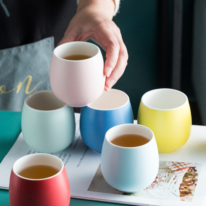 北欧INS纯色马克杯咖啡杯 家用创意陶瓷早餐杯牛奶杯情侣小杯子