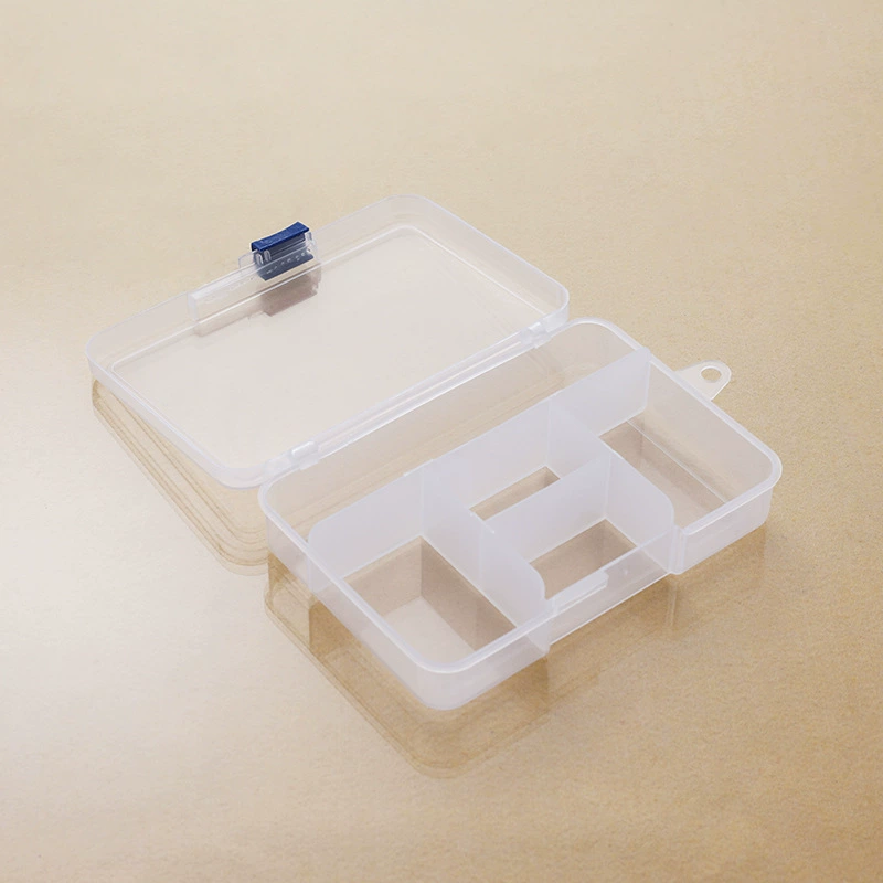 Plastic electronic ring, earrings, accessory, transparent storage box, 5 cells, clips included