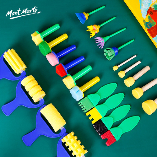 Children's painting brush, gouache sponge, seal, pigment rubbing, sponge stick painting tool, children's EVA painting brush 27-piece set