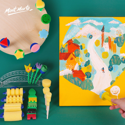 Children's painting brush, gouache sponge, seal, pigment rubbing, sponge stick painting tool, children's EVA painting brush 27-piece set