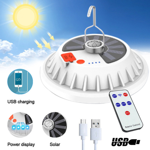 Cross-border UFO light household mobile night market street lamp solar charging bulb lighting emergency power outage light bulb