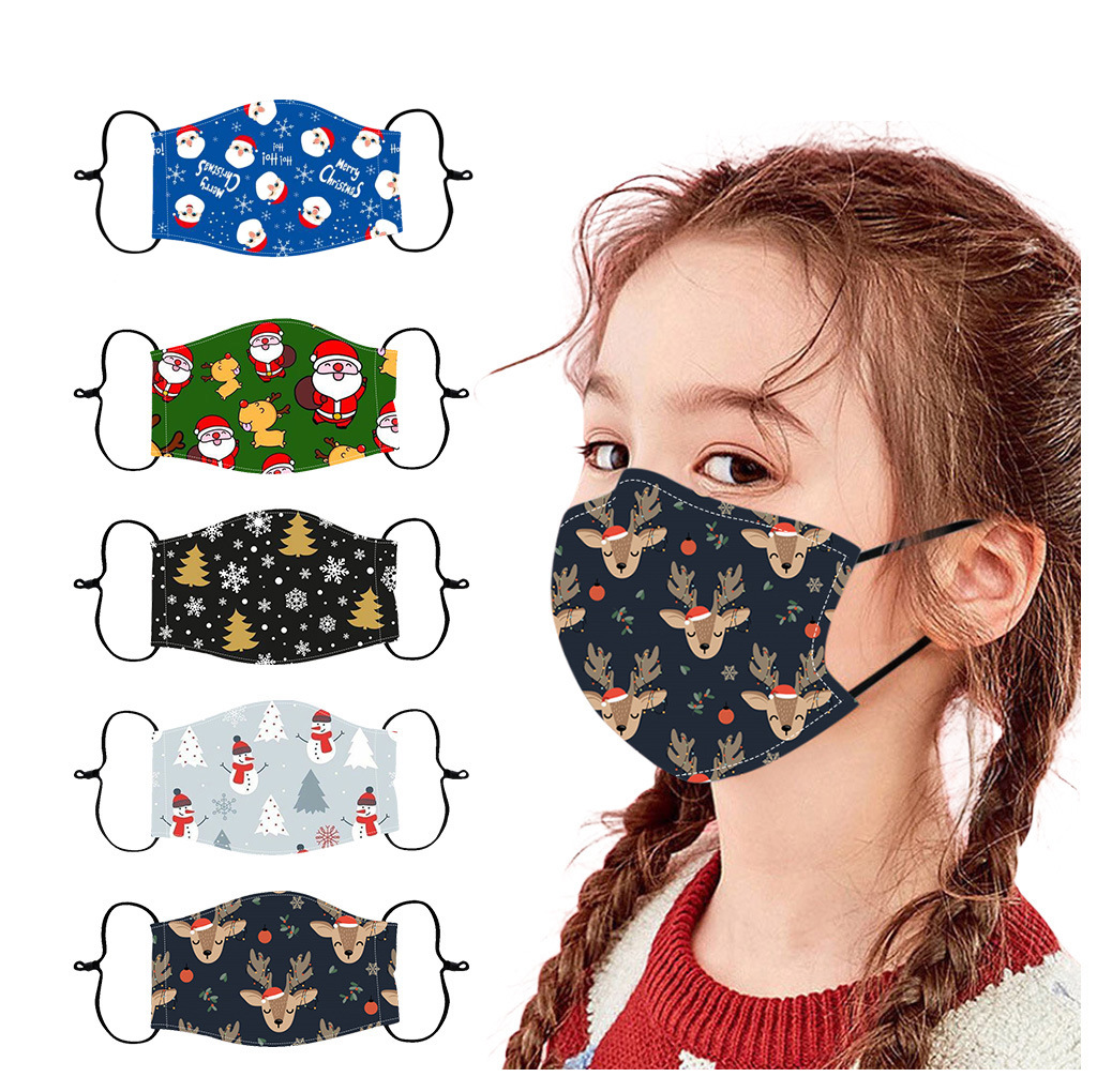 Navidad patrón gasa floral protector solar máscara protector solar deportes al aire libre sombrilla transpirable a prueba de polvo máscara para niños