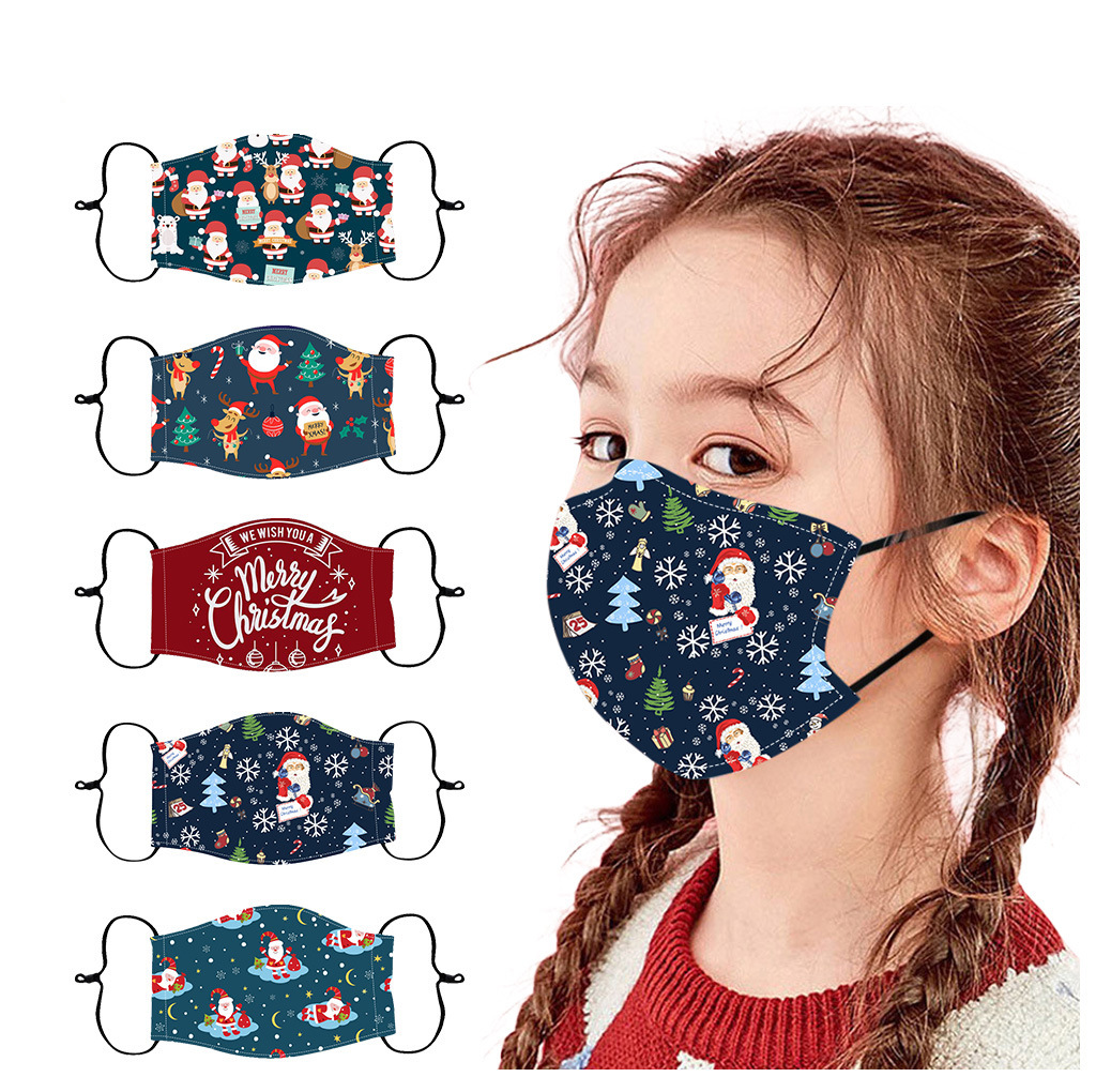 Navidad patrón gasa floral protector solar máscara protector solar deportes al aire libre sombrilla transpirable a prueba de polvo máscara para niños