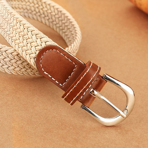 Network bestseller canvas belt women elastic woven drawstring belt unisex Korean version needle buckle student thin belt
