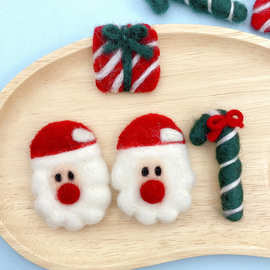 羊毛毡圣诞老人配件圣诞节素材拐杖圣诞礼物手工diy材料胸针发饰