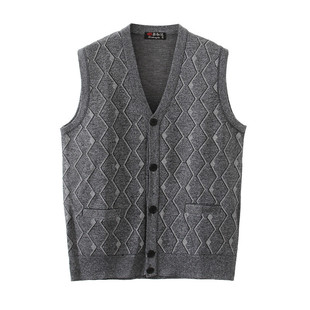 A generation of middle-aged and elderly men's clothing plus fat vest spring and autumn knitted V-neck loose cardigan vest