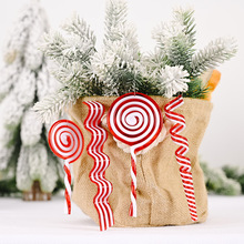 豪贝新款圣诞节装饰用品创意红白糖果挂件塑料棒棒糖吊件仿真糖果