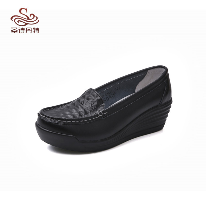 Zapatos de plataforma transfronteriza Cuatro Estaciones cómodas mamá zapatos de vaca mejorada zapatos de enfermera zapatos casuales zapatos blancos cuña zapatos de mujer