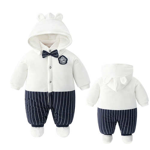 Winter clothes for newborns, padded puffy coats for babies, one-piece outfits for infants, autumn and winter thick padded warm sets, outdoor baby carrier suits