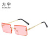 Square summer fashionable sunglasses, metal retro glasses, European style, wholesale