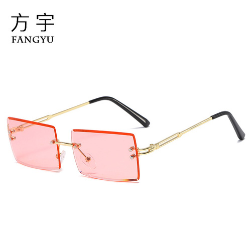 New square rimless sunglasses European and American summer fashion sunglasses hot wholesale metal retro trendy glasses
