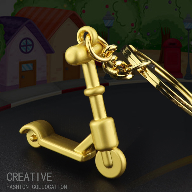 Creative children's scooter keychain 3D electric scooter pendant student scooter key ring gift