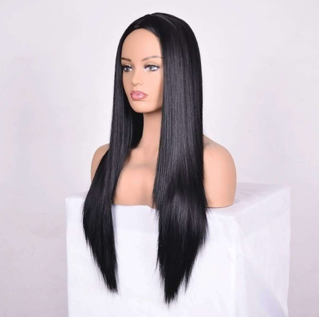 European And American Foreign Trade Wig Hot-selling Women's Middle-parted Straight Hair Black High-end Rose Net In Stock