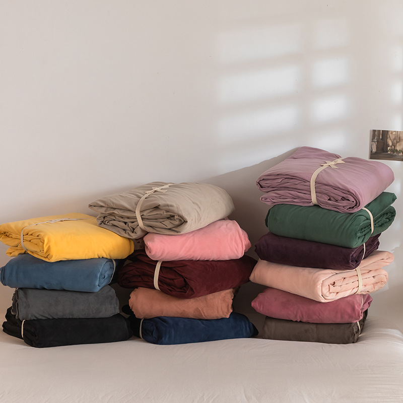 2025冬季新款宝宝绒被套水晶绒床笠天鹅绒被套枕套床单厂家批发