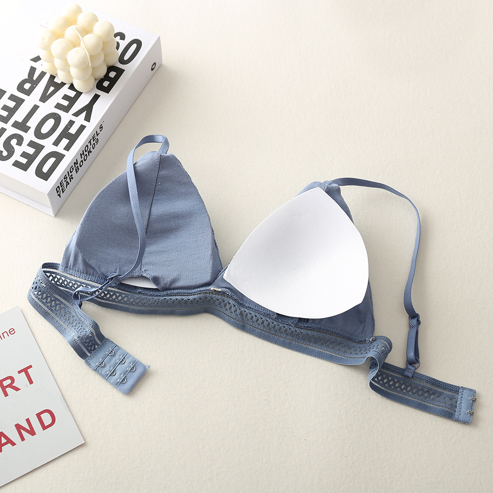 Ropa interior de estilo francés para mujer delgada taza de triángulo sexy pecho pequeño correa de empuje inalámbrica tubo superior sujetador de espalda de belleza de un solo pecho