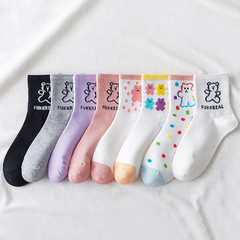 秋冬新款中筒女襪 個性棉質透氣女襪 可愛卡通女士運動襪子批發