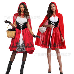 萬聖節服裝 外貿歐美成人女士性感披風小紅帽化妝舞會舞台表演服