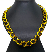 嘻哈大金链子夸张个性地摊假黄金饰品大O字锁扣镀金项链男