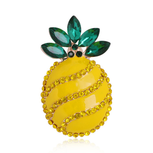 Alloy Pearl Fruit Brooch Grape Cherry Rhinestone Drops Brooch Pineapple Durian Lotus Brooch Factory Direct Sales