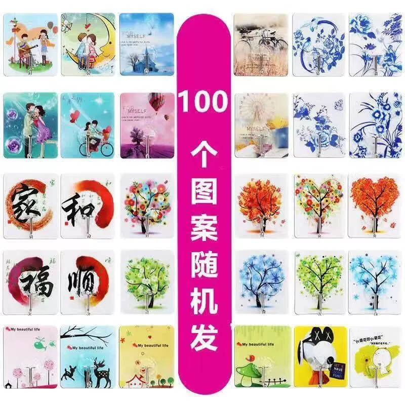 Creative transparency without marks, powerful hook Kitchen Bathroom, transparent wall routing hook waterproof hook free punch -free wholesale hook