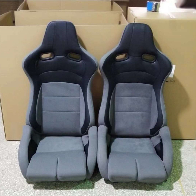 Wholesale Restoration Car Seat Gray Fabric Black PVC Plus Small Carbon Pattern with Slide Mono Mono Racing Chair