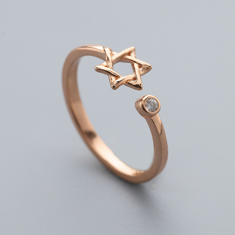 Estilo coreano anillo de articulación de dedo índice anillo Abierto Femenino personalidad japonesa y coreana Hipster anillo de estrella de seis puntas fuente de fábrica al por mayor