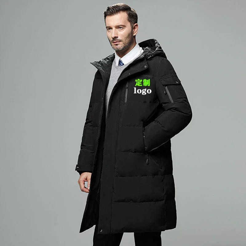 Трансграничная фабрика оптом, рабочая одежда, наряд для папы, длинный толстый уличный пуховик до колен для средних лет, Мужское пальто