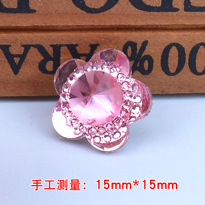 Flower-shaped, fuchsia, with gem