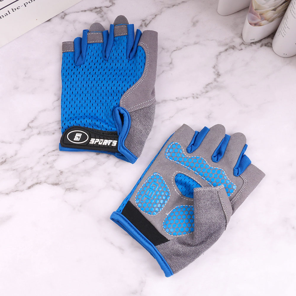 Nuevos niños montando medio dedo guantes delgados de alta elástica deportes al aire libre patinaje bicicleta niños guantes sin dedos