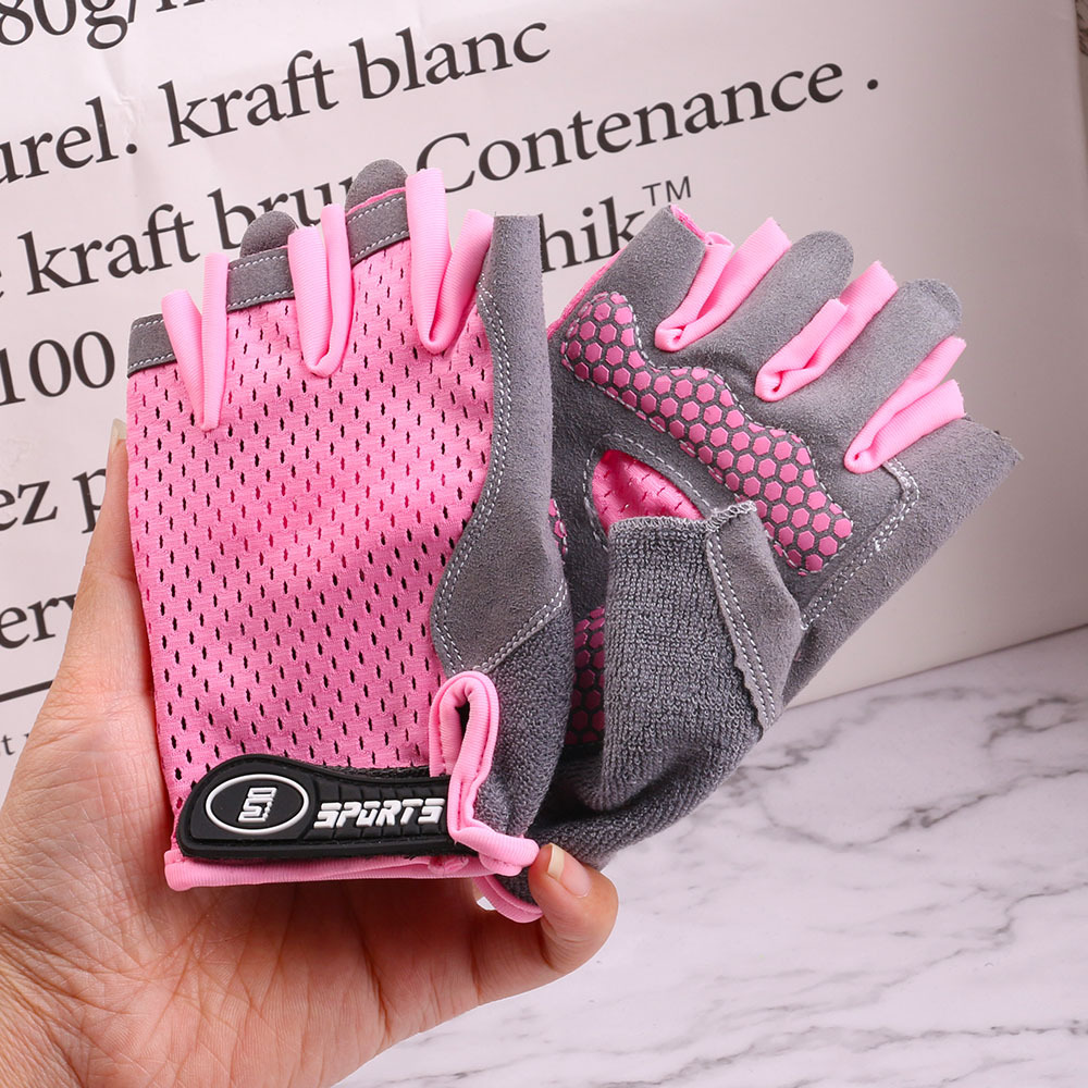 Nuevos niños montando medio dedo guantes delgados de alta elástica deportes al aire libre patinaje bicicleta niños guantes sin dedos