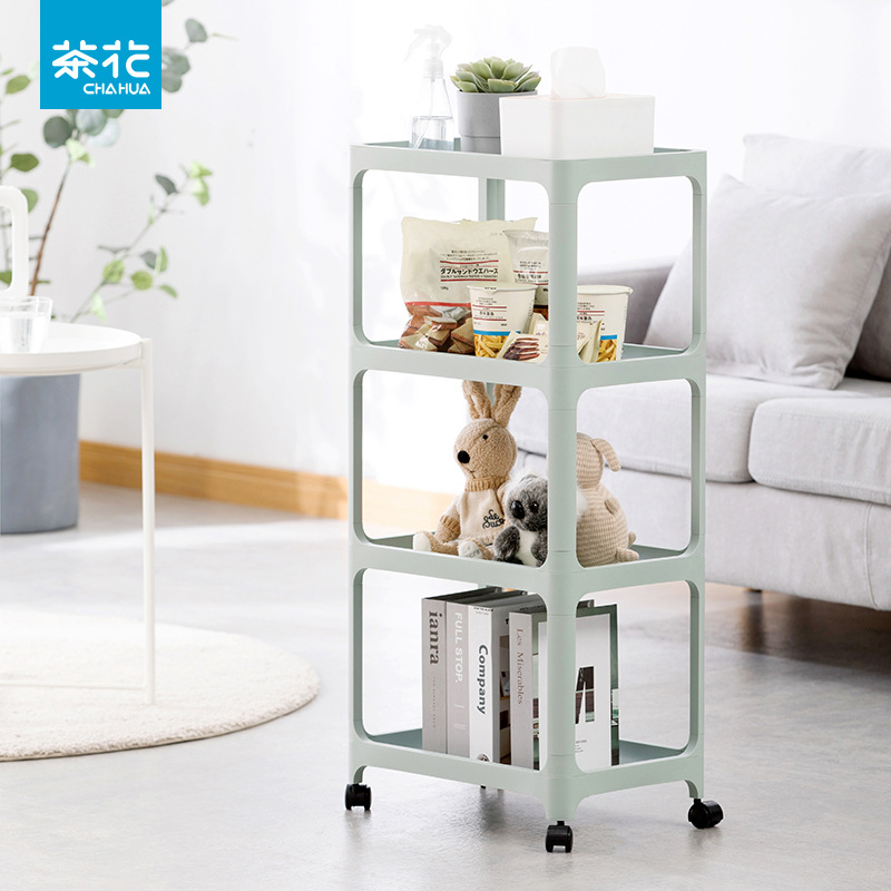 Camellia Baina Kitchen Storage Rack Floor-Standing Household Baby Movable Small Trolley with Wheeled Bookshelf Storage Rack