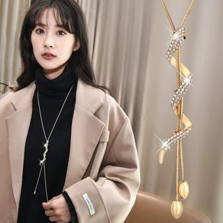 厂家直销欧美时尚百搭秋冬长款蛇型项链女衣服可条长度毛衣链批发