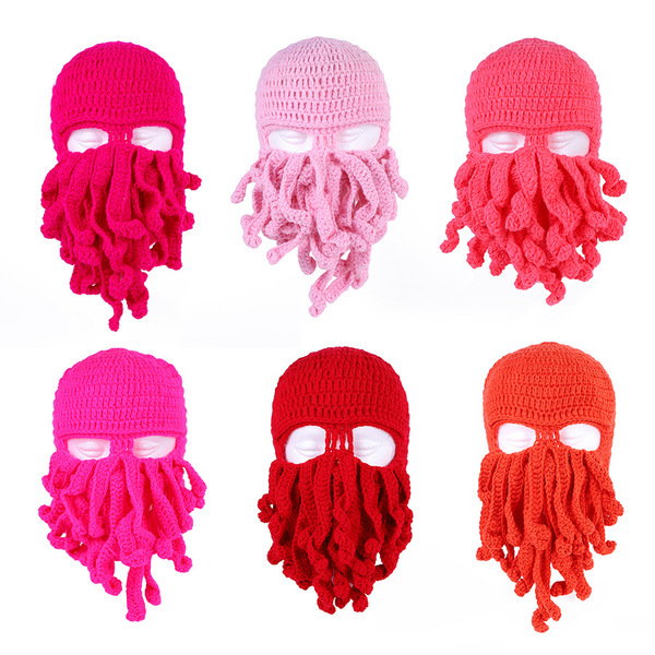 Squid Hand Handmade Wool Octopus Hat Face Classes Ski Hat Hand Beard…