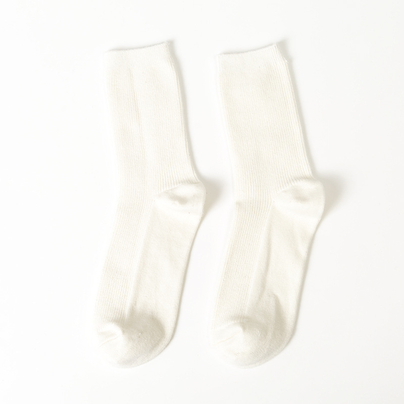Calcetines de mujer otoño e invierno nuevo algodón casual rayas desodorante transpirable calcetines de media pantorrilla calcetines de color sólido doble aguja ins algodón calcetines de mujer