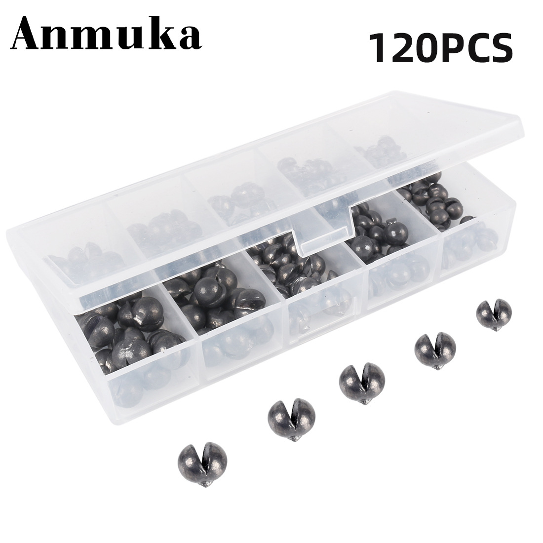 120 Unids mordida de plomo traje de apertura de la mordedura de plomo desnudo redondo de apertura de plomo balsa de pesca de plomo artes de pesca de plomo colgante