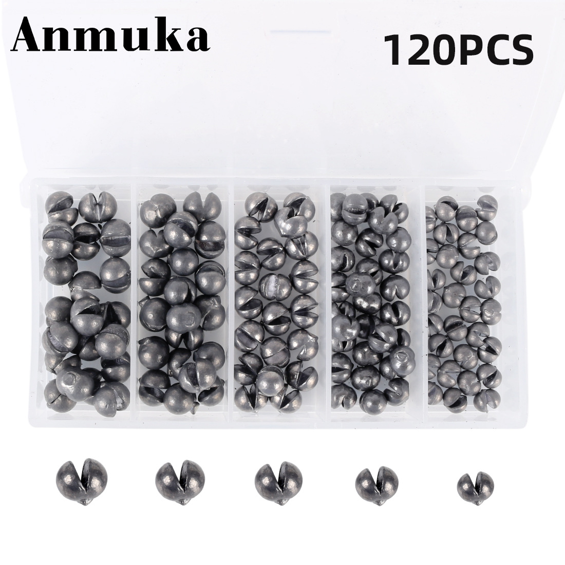 120 Unids mordida de plomo traje de apertura de la mordedura de plomo desnudo redondo de apertura de plomo balsa de pesca de plomo artes de pesca de plomo colgante