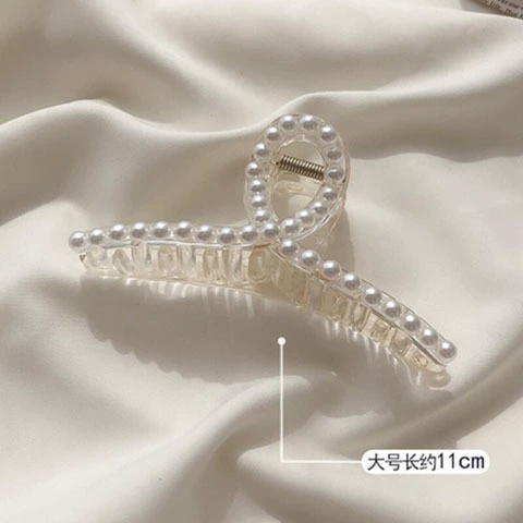 Заколка-краб (Crab Pin) с жемчужинами, шампанское акрил, размеры 5–11,5 см