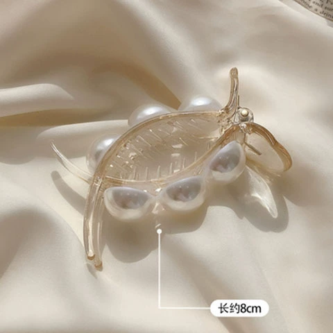 Заколка-краб (Crab Pin) с жемчужинами, шампанское акрил, размеры 5–11,5 см