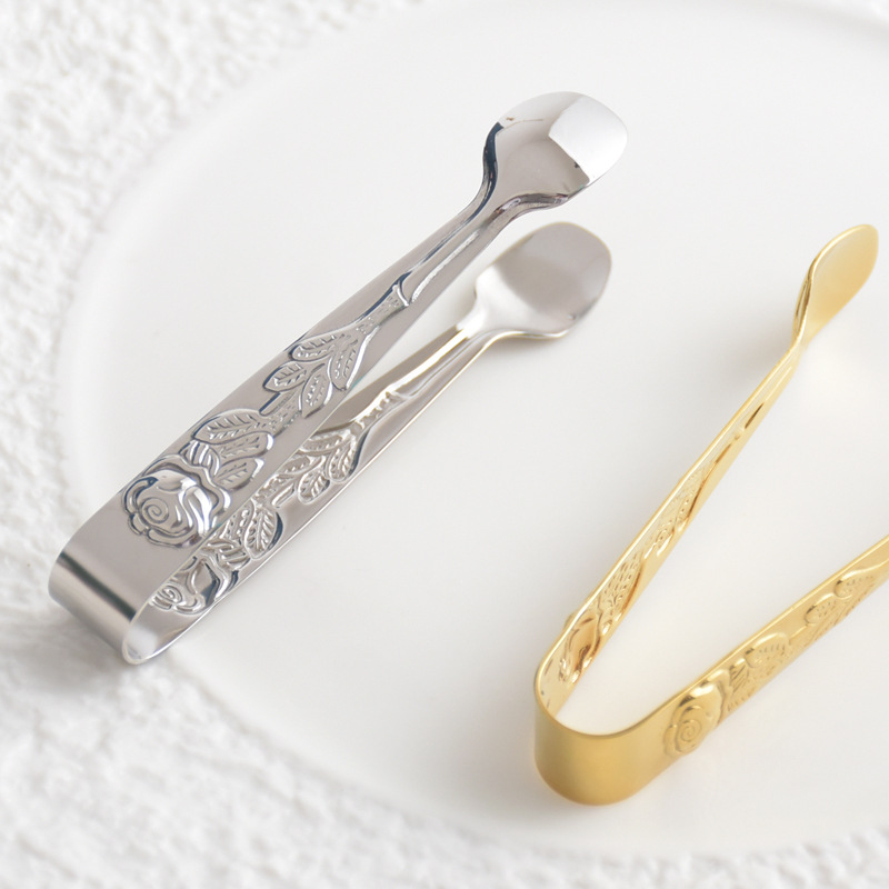 304 de acero inoxidable mini clip de alimentos Rosa patrón cubo de hielo clip de galletas clip de pinzas de chip de limón clip