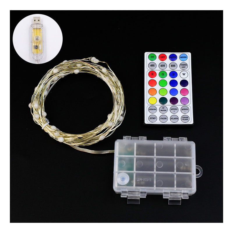 Cruz-frontera RGB punto control de alambre de cobre luz lámpara de color USB control remoto alambre Cadena de luz Festival de Navidad patio interior decorativo lámpara de color