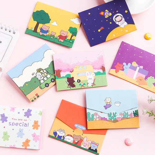 Message Cute delivery folded envelope card Mini cute gift message greeting card blessing card 2 pieces into 8 types