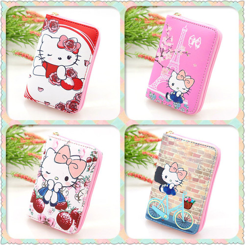 One piece drop shipping wholesale cartoon cat collection with multiple pictures to choose from pu leather boys and girls wallets