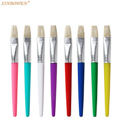 4 pcs pig hair paint brush set flat head plastic rod oil paint brush children DIY candy color painting graffiti brush wholesale